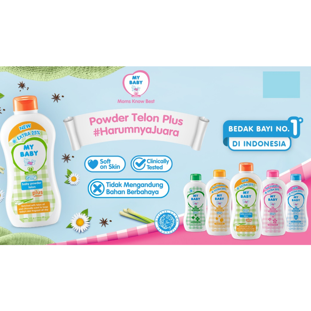 My Baby Powder Telon Plus 100 gr - Mybaby Bedak Bayi Wangi Telon Plus