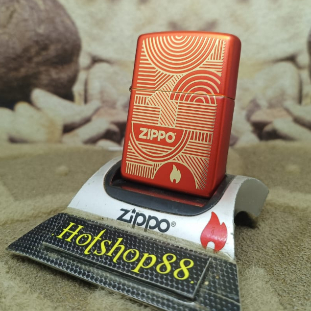 Original Zippo Red Metalic Abstract Line Official 48705