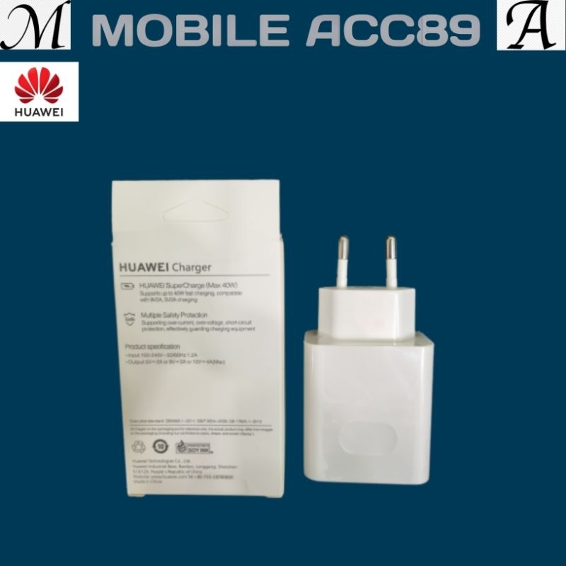 Adaptor Huawei 40W SuperCharge Kepala Charger 40 watt Fast charging P30 Pro P40 P20 Pro Mate 20 40 Lite Nova 5 6 7