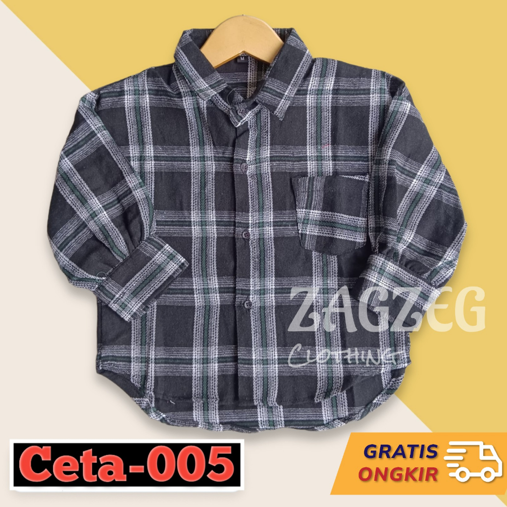 Zagzeg Clothing - Bisa Couple Bunda Baju Kemeja Anak Perempuan Crop Anak Flanel Lengan Balon Usia Umur 2 3 4 5 6 7 Tahun Atasan Blouse Crop Top Anak Fashion Anak Wanita Dewasa Model Oversize Kotak Kotak Kekinian