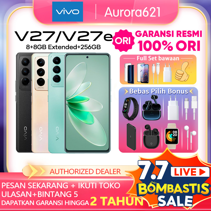 VIVO V27E / VIVO V27 5G 8/256GB /12/256GB Garansi Resmi terbaru Vivo V25e / VIVO V27e RAM 8GB+8GB Extended 64MP OIS Night Camera, 8GB Extended RAM, 66W FlashCharge, NFC Multifunctions Garansi Resmi Original Handphone vivo HP Vivo V27 5G COD murah hp