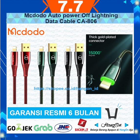 Mcdodo Auto Power Off Lightning Data Cable 1.2M Kabel iphone CA-806