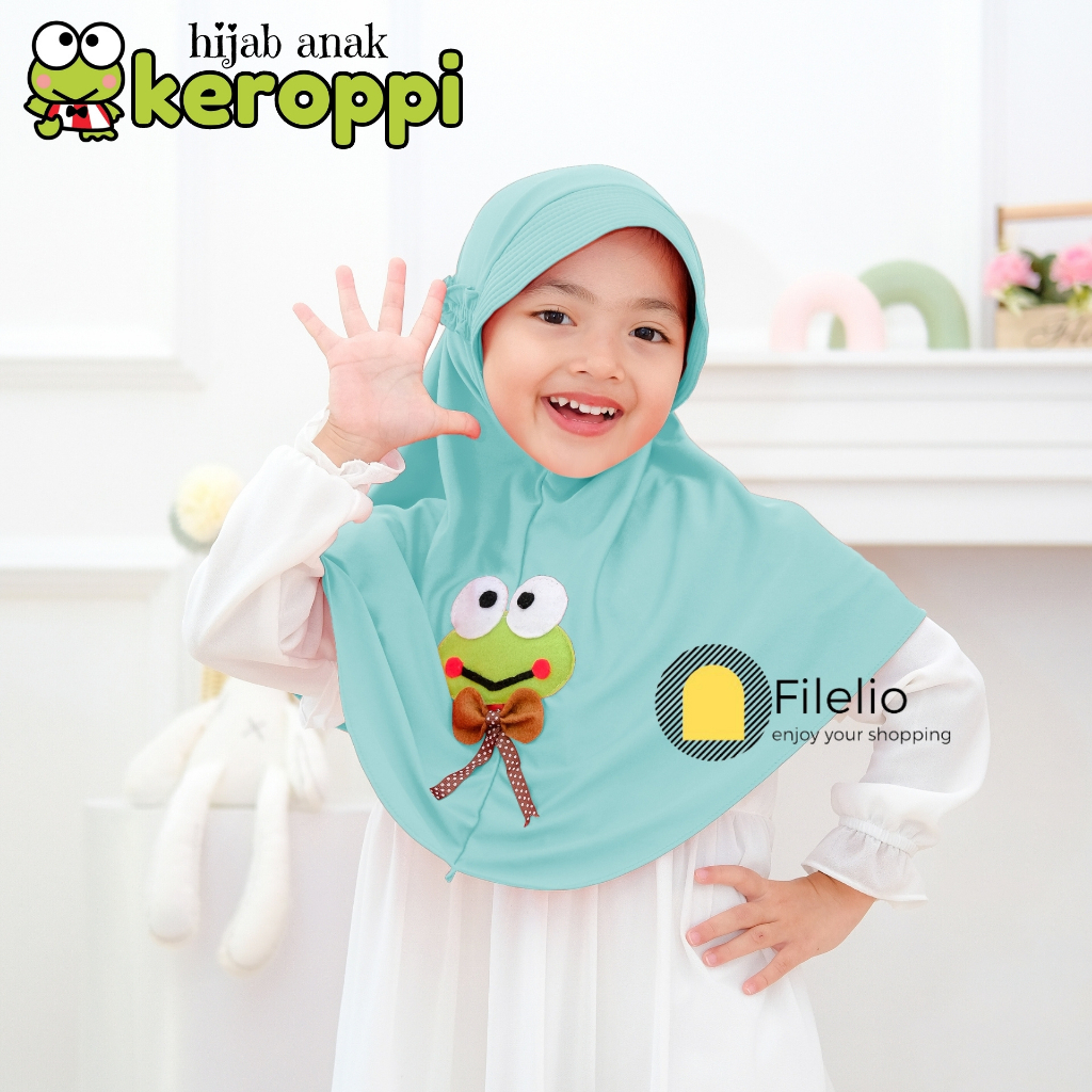 Hijab Anak TK Karakter KEROPPI Usia 4-7 Tahun Jilbab Anak Keroppi Bahan Jersey Adem, Halus, Dan Ringan Pakaian Anak Perempuan Terbaru Kerudung Anak Keroppi