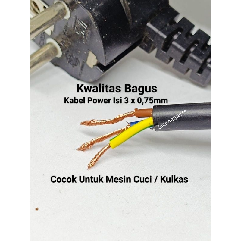 Kabel buntung 1,8 meter isi 3x0,75mm / Kabel power mesin cuci / kulkas isi 3