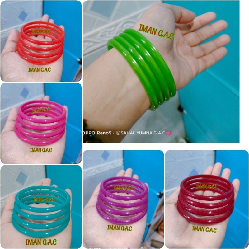 Gelang keroncong anak &amp; dewasa bahan plastik isi 4pcs/aksesoris gelang tari india/gelang india