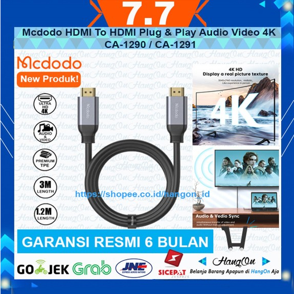 Mcdodo Kabel HDMI To HDMI Plug &amp; Play Audio Video 4K HD PS4 Laptop CA-129