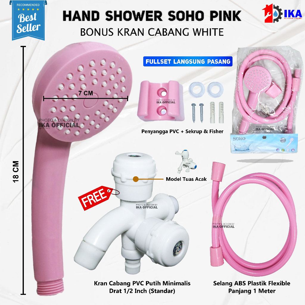 Paket Shower Kamar Mandi dan Kran Shower Cabang - 1/2 Inch Stainless Paket Kran Besi Tahan Karat Plus Hand Shower