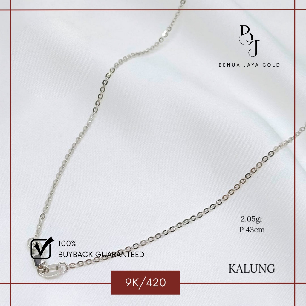 Kalung Rantai Siem Emas Putih 9K/420