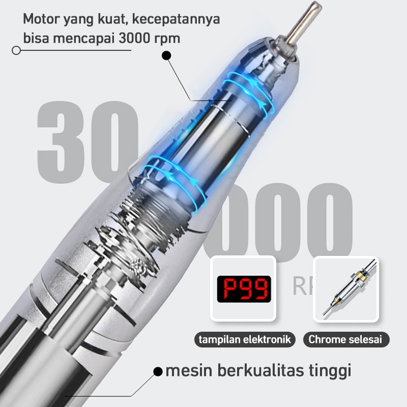 Alat Kikir Kuku Elektrik Nail Drill Polisher Grinding Portable Rechargeable Untuk Manicure Nail Art Tool Pena 30000 Rpm STE101
