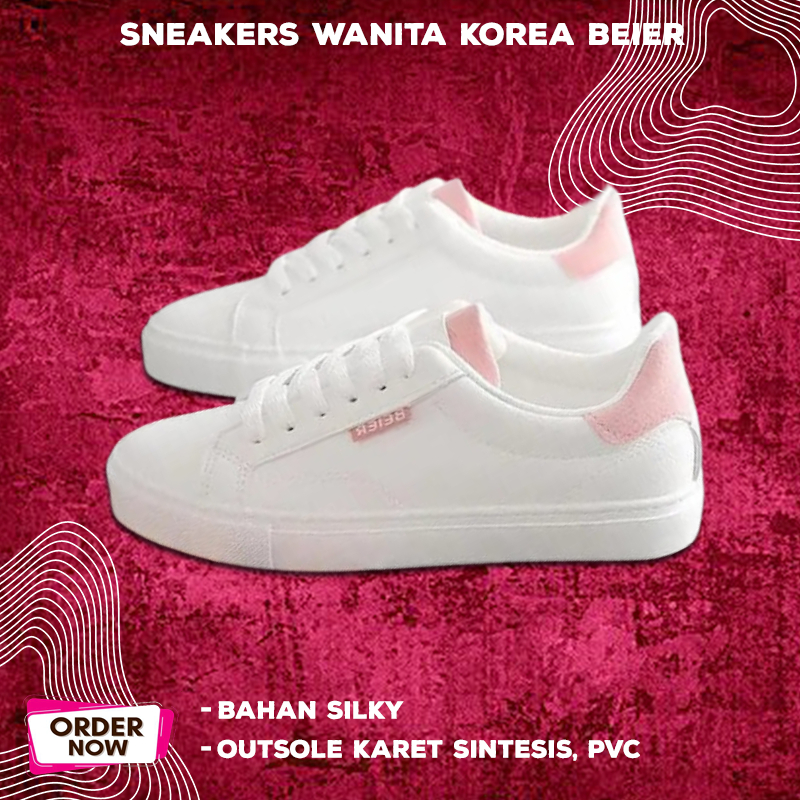 Sepatu Sneakers Wanita Putih Polos Tali Korean Style Pvn Kets Casual Terbaru 2023 Ala Korea Kuliah F