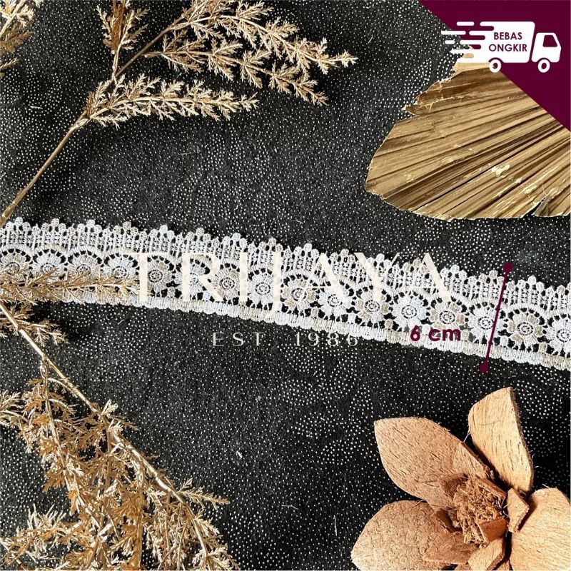 RENDA GIPER GUIPURE GIVER BORDIR KODE 753 LEBAR 6CM HARGA PER ROLL