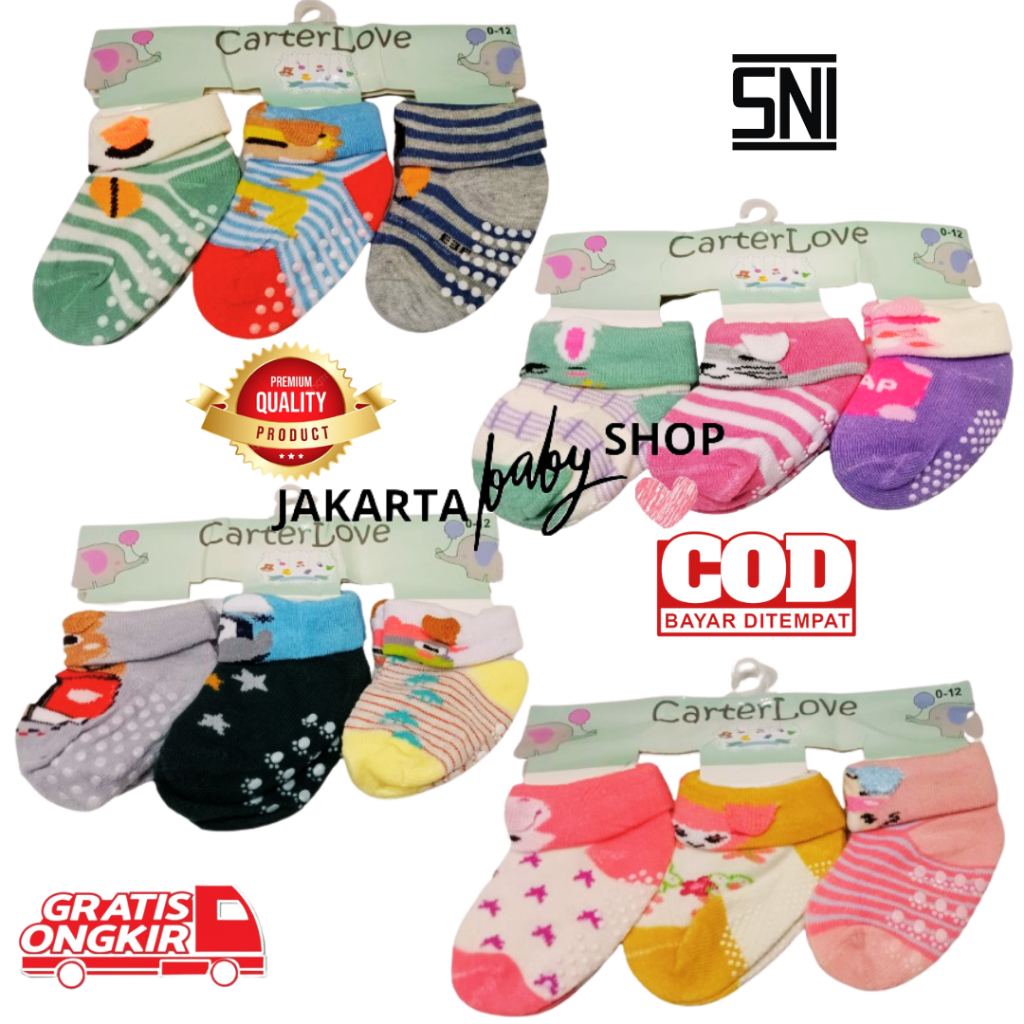 KAOS KAKI BAYI LIPAT ANTI SLIP CARTER LOVE 385401
