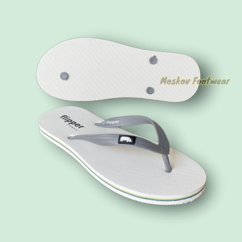 Munims Flip Flops Sandal Jepit Pria Santai Karet Rubber Anti Slip Sendal Japit Pantai Casual Flip Flop White On Grey