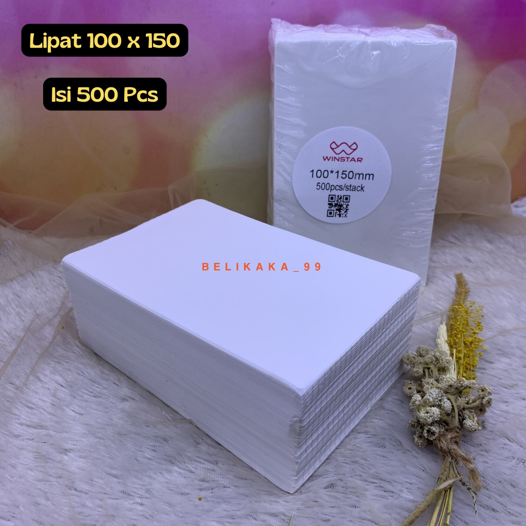 LABEL THERMAL RESI 100X150 UKURAN A6 LIPAT DAN ROLL ISI 500 PCS MERK WINSTAR / KERTAS STIKER THERMAL LABEL BARCODE / KERTAS RESI TEMPEL A6 / LABEL STIKER THERMAL