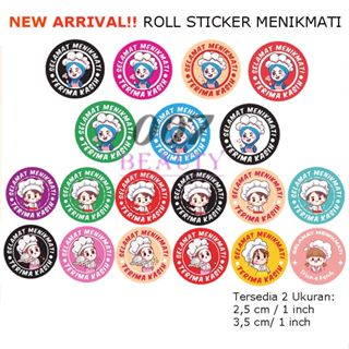 Sticker  Label Makanan ucapan Selamat Menikmati Stiker 3.5 Cm/2,5 Cm (1 Roll Isi 500 Pcs)