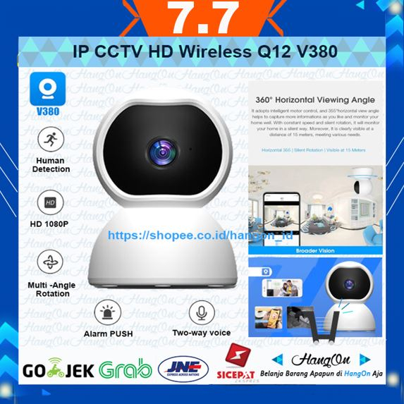 Q12 IP Camera 360 Wifi CCTV Full HD Wireless V380 With Night Vision Kamera Keamanan Pengintai Rumah Kantor Two-way Audio