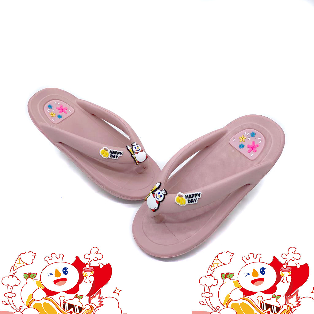 Sandal Jepit Sandal Wanita Dewasa Bahan Licin Model Terbaru Motif Mixue Dan Banana UK.35-40