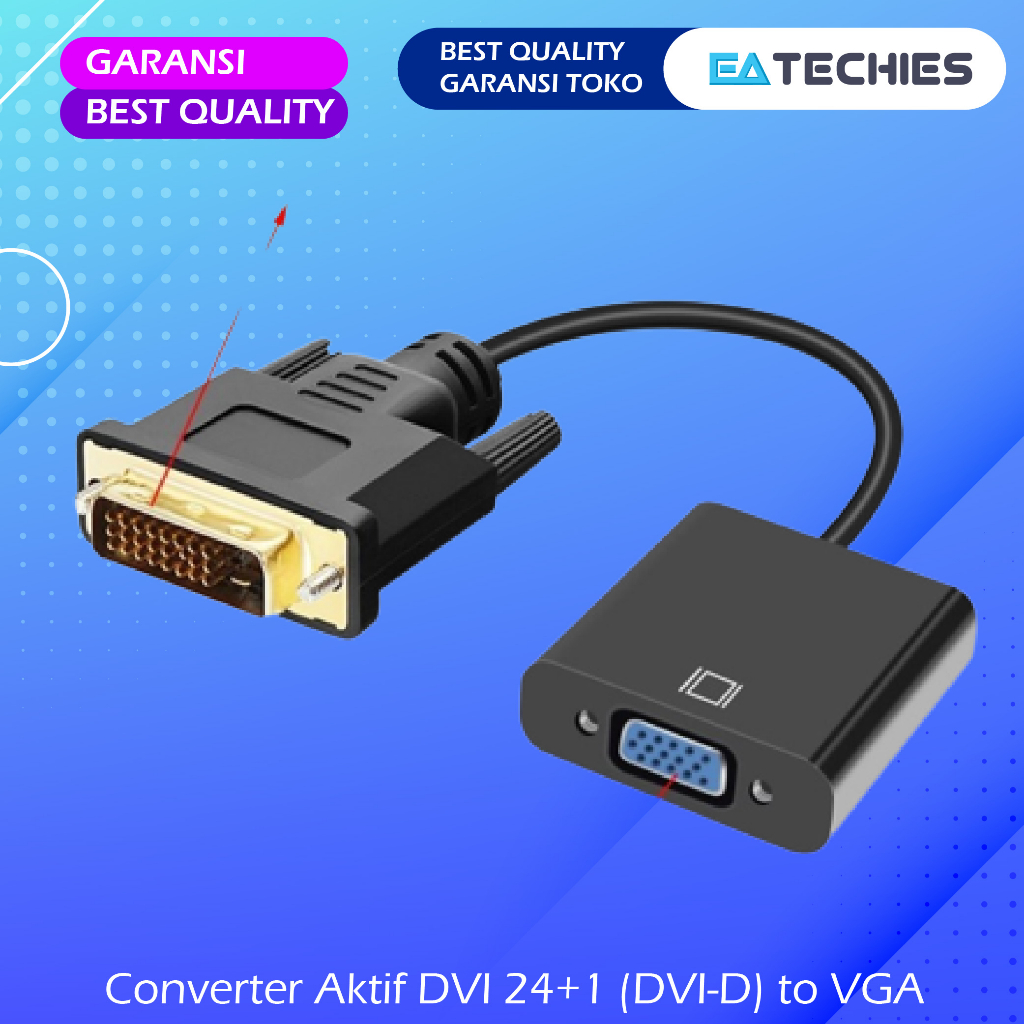 CONVERTER AKTIF DVI D 24+1 MALE DUAL LINK TO VGA FEMALE ADAPTER DVI-D