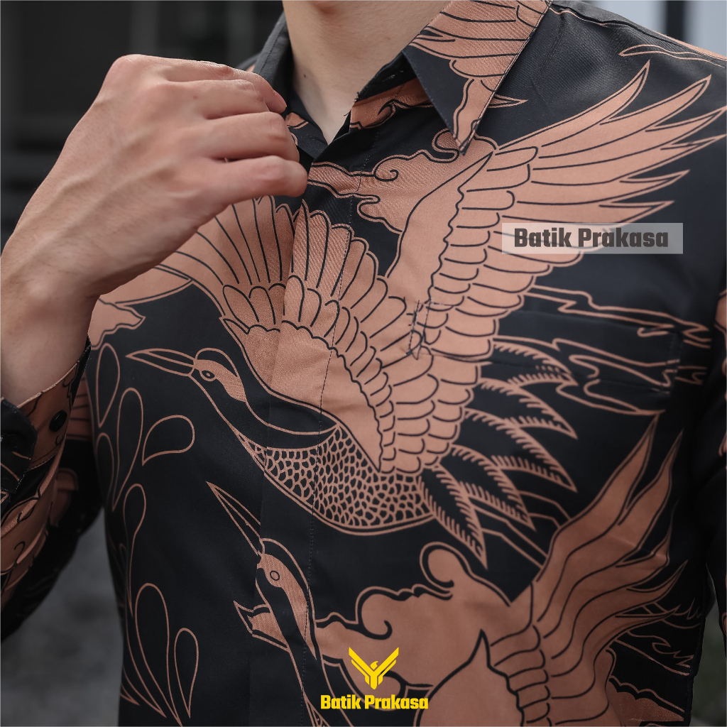 Kemeja Batik Prakasa Motif Mahasura Coklat Slimfit Lengan Panjang Batik Solo