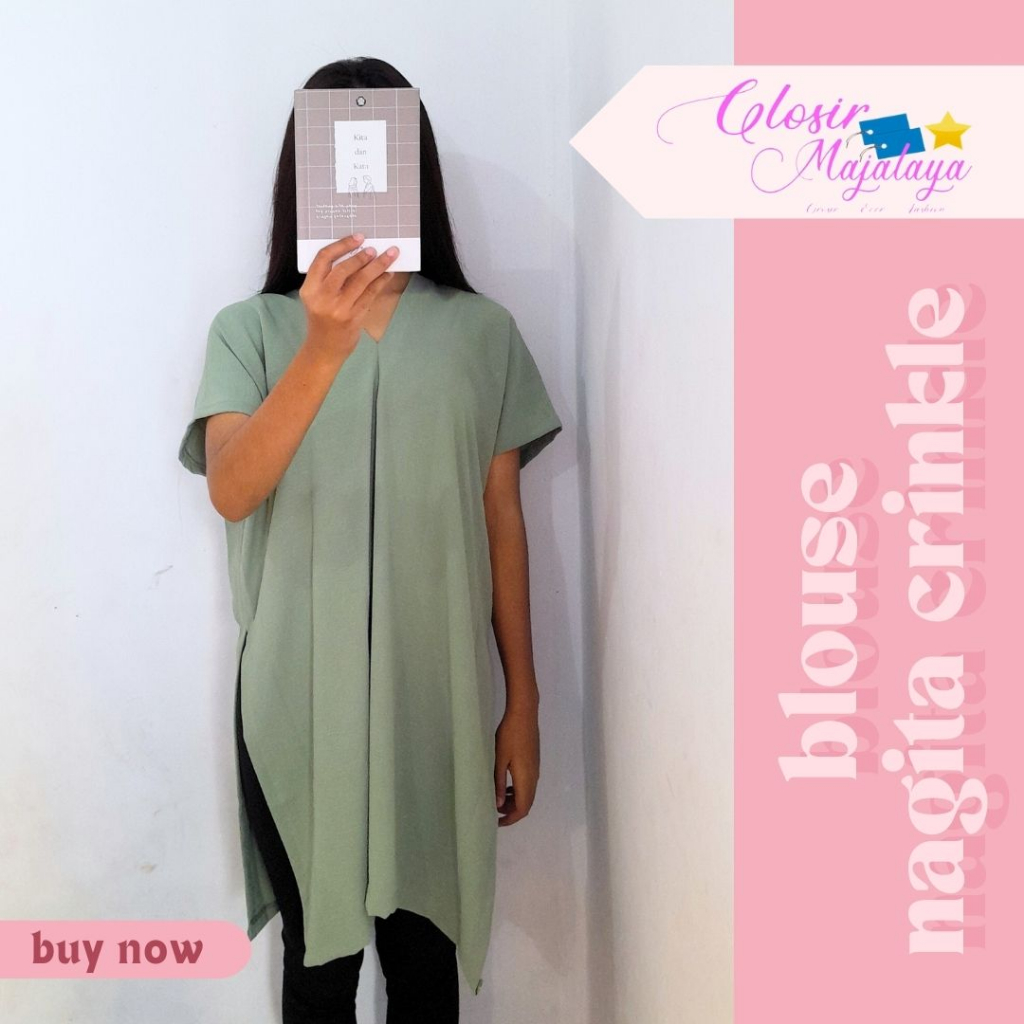 LONG SQUARE NAGITA CRINKLE AIRFLOW / BLOUSE ATASAN PEREMPUAN BAJU NAGITA TERBARU