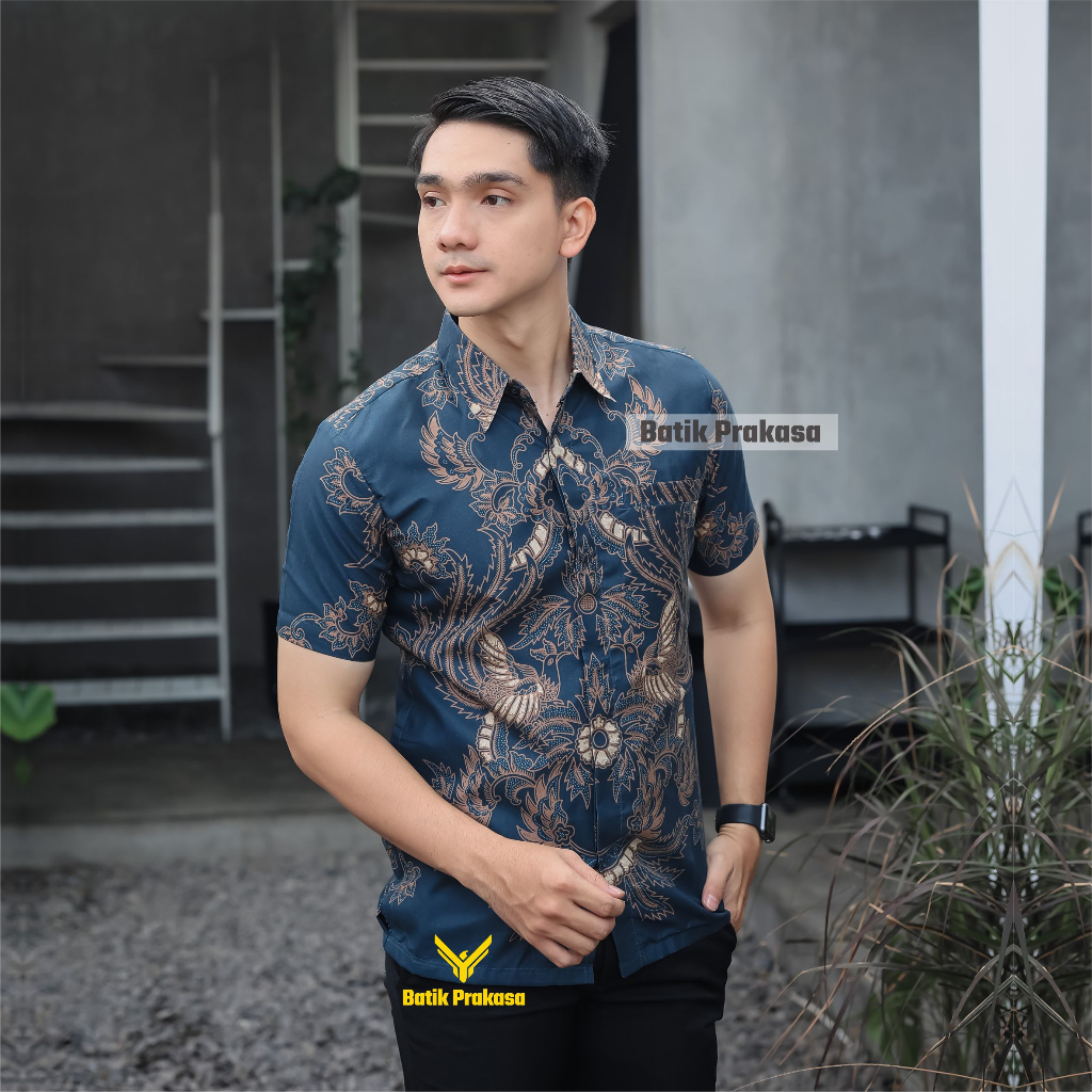 Kemeja Batik Prakasa Motif Endrasuta Slimfit Lengan Pendek Batik Solo