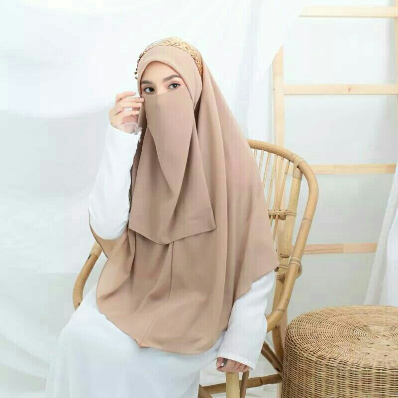 Khimar zipper jilbab syar'i segi empat instan jumbo