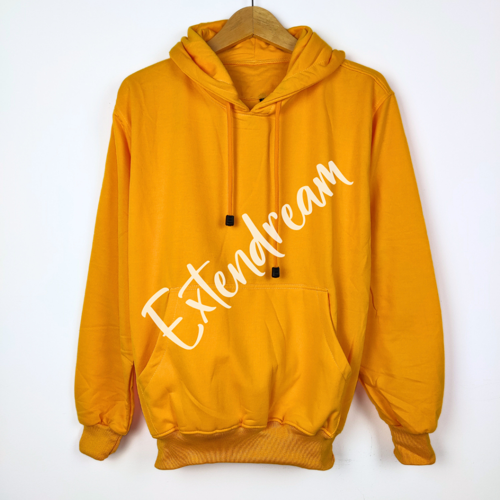 Extendream Jaket Sweater Hoodie Jumper Fleece Polos Premium Warna Kuning Unisex Pria Wanita