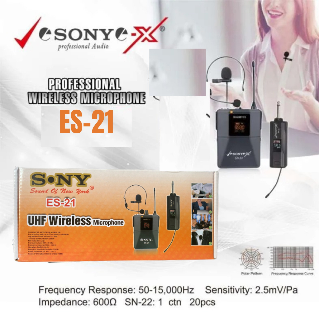 MICROPHONE WIRELESS CLIP ON SONY ES-21 MIC BANDO MIC JEPIT MIC KANCING SONY ES-21