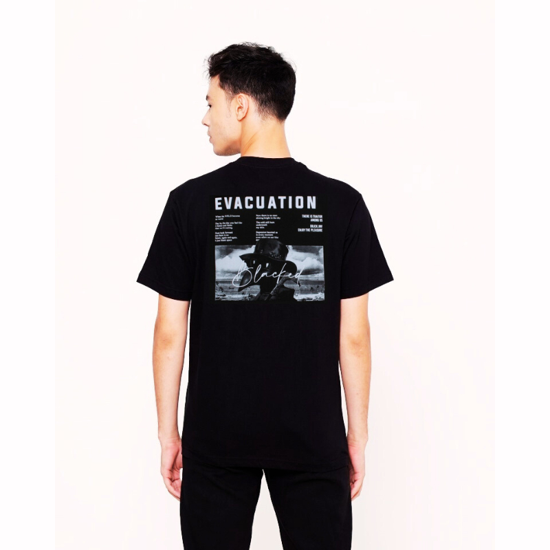 Kaos Pria Distro Dobujack Evacuation Hitam / Dobujack T-Shirt / Kaos Distro Bandung