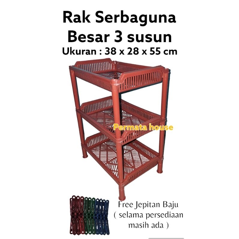 RAK PLASTIK 3 SUSUN BESAR /RAK BUMBU/RAK SERBA GUNA