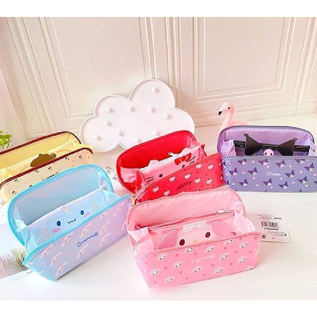 

Pouch tempat pensil serbaguna lipat sekat tengan bahan parasut