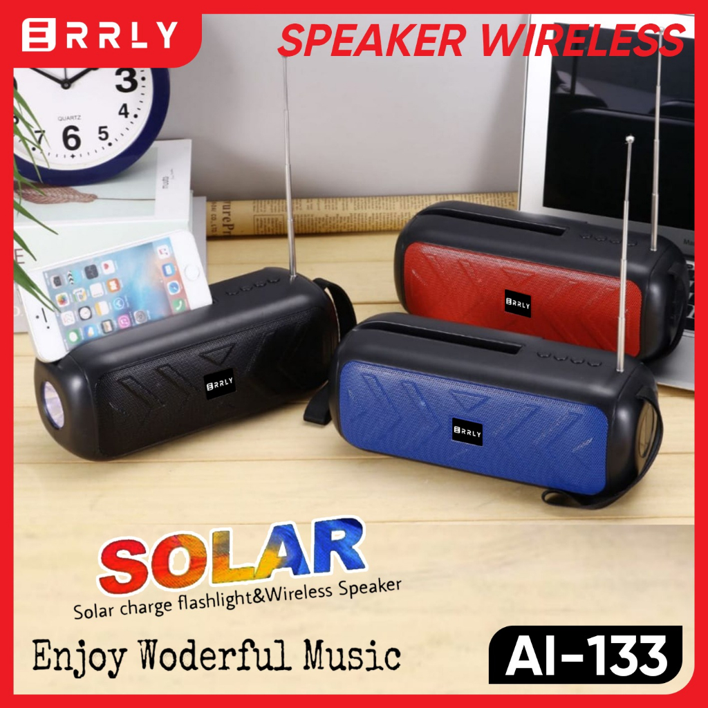 Speaker Bluetooth Solar ERRLY TWS AI-133 Radio Panel Surya Charger Matahari Speker Senter AL133