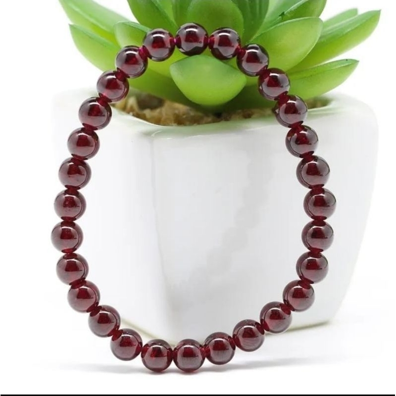 Gelang Batu Natural Dark Red Garnet Original