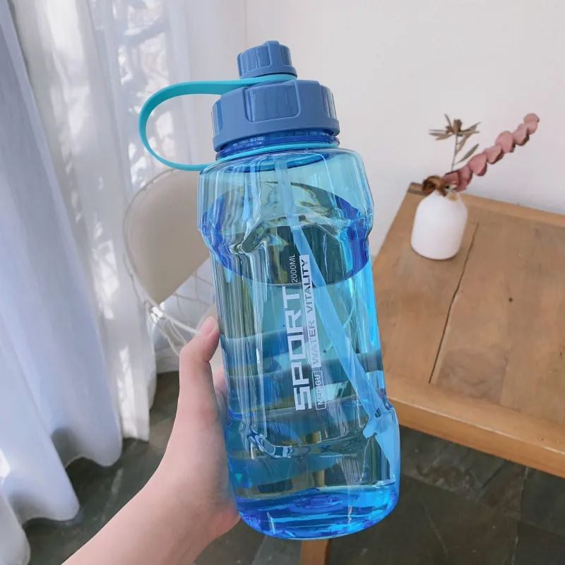 MM647 Botol Minum Plastik Transparan HEENOOR Sport Water Vitality I Botol Minum Tenteng I 2000Ml FRE