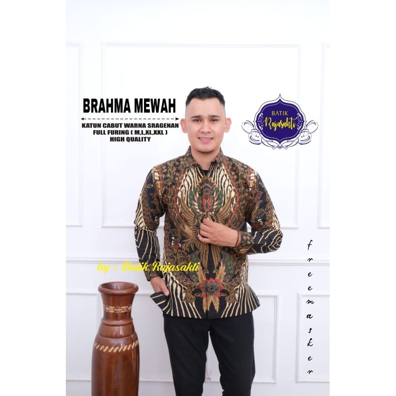 Kemeja Batik pria lengan panjang Brahma Mewah full furing