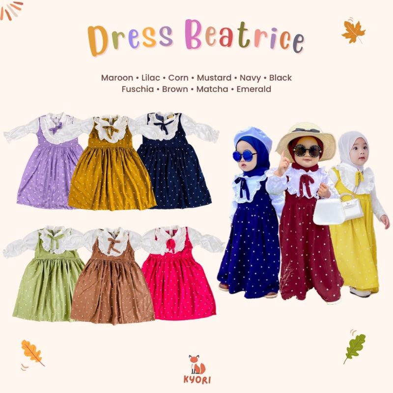 gamis anak motif polkadot Beatrice viral