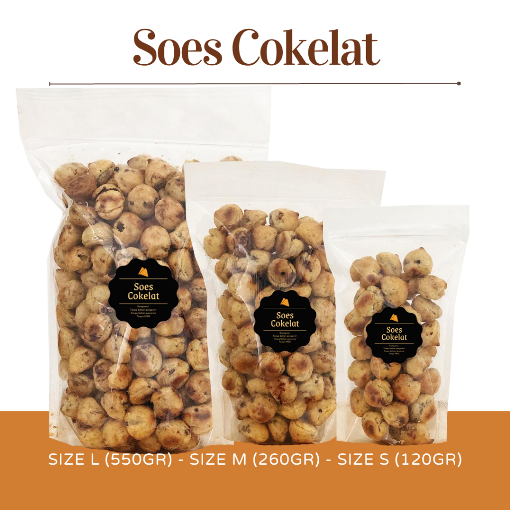 [DELISH SNACKS] Soes Cokelat / Vanilla (M) / Snack Cemilan / Sus Kering Mini Isi Coklat Camilan Manis