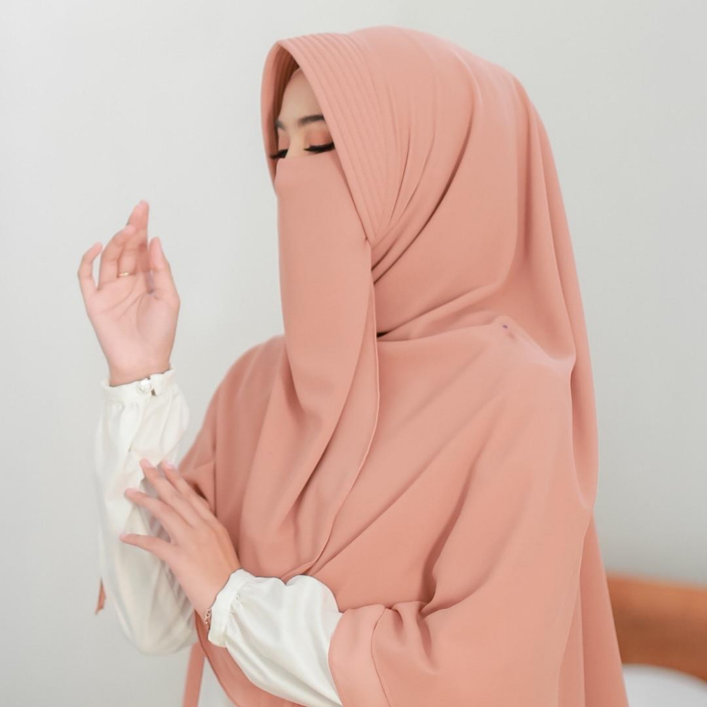 Khimar Pet Belah Yumna L/ Khimar Belah Ceruty