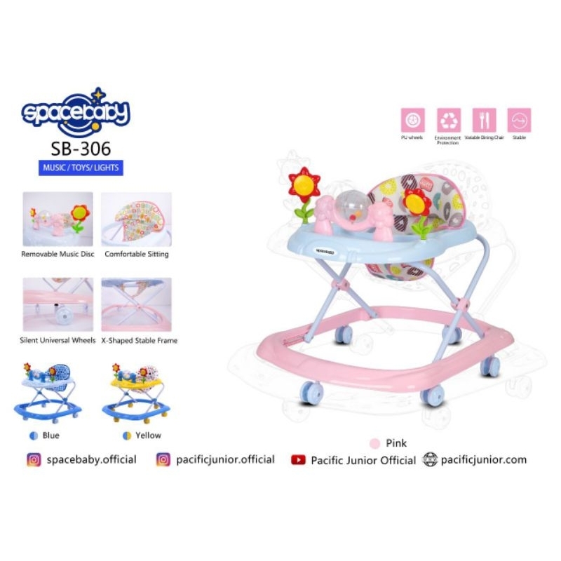 READY BISA COD BABYWALKER SPACEBABY SB306 ADA MUSIK DAN MAINAN