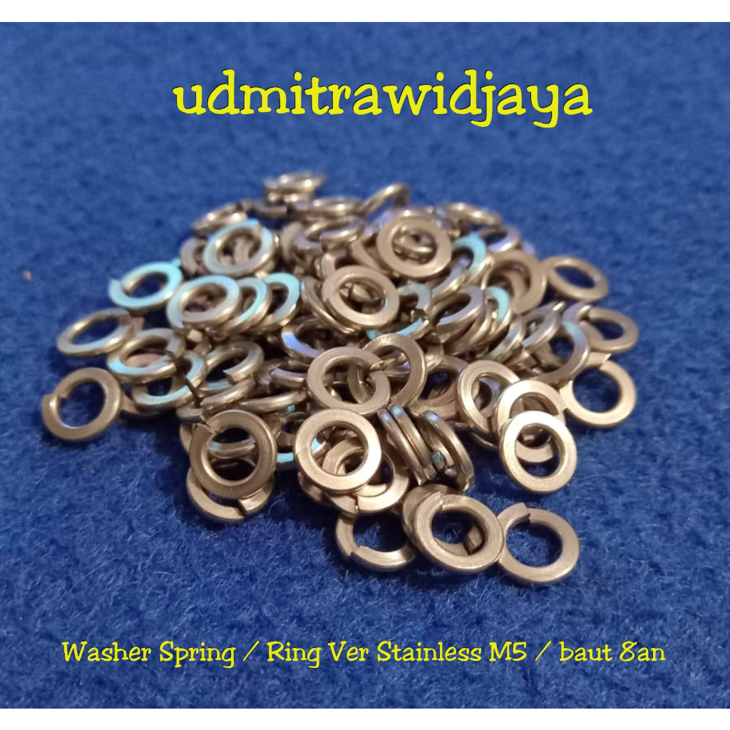 Ring Verr washer spring stainless stell TEBAL M5 / kunci 8 dan 8 an ringver 8an ring plat tebal M5 washer spring ring ver stenlis lebar uk baut 8an ring tebal baut 8 ring plat stainless M5 p 0.8 p 1.0 WS ss M5