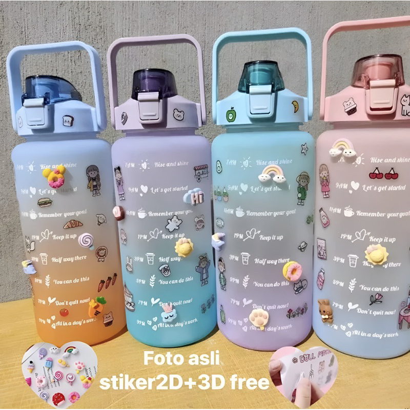 BOTOL MINUM 2 LITER VIRAL BOTOL GRADASI 2L BOTOL VIRAL BOTOL MOTIVASI FREE STIKER 2D 3D BOTOL MINUM ANAK FREE BUBBLE VD