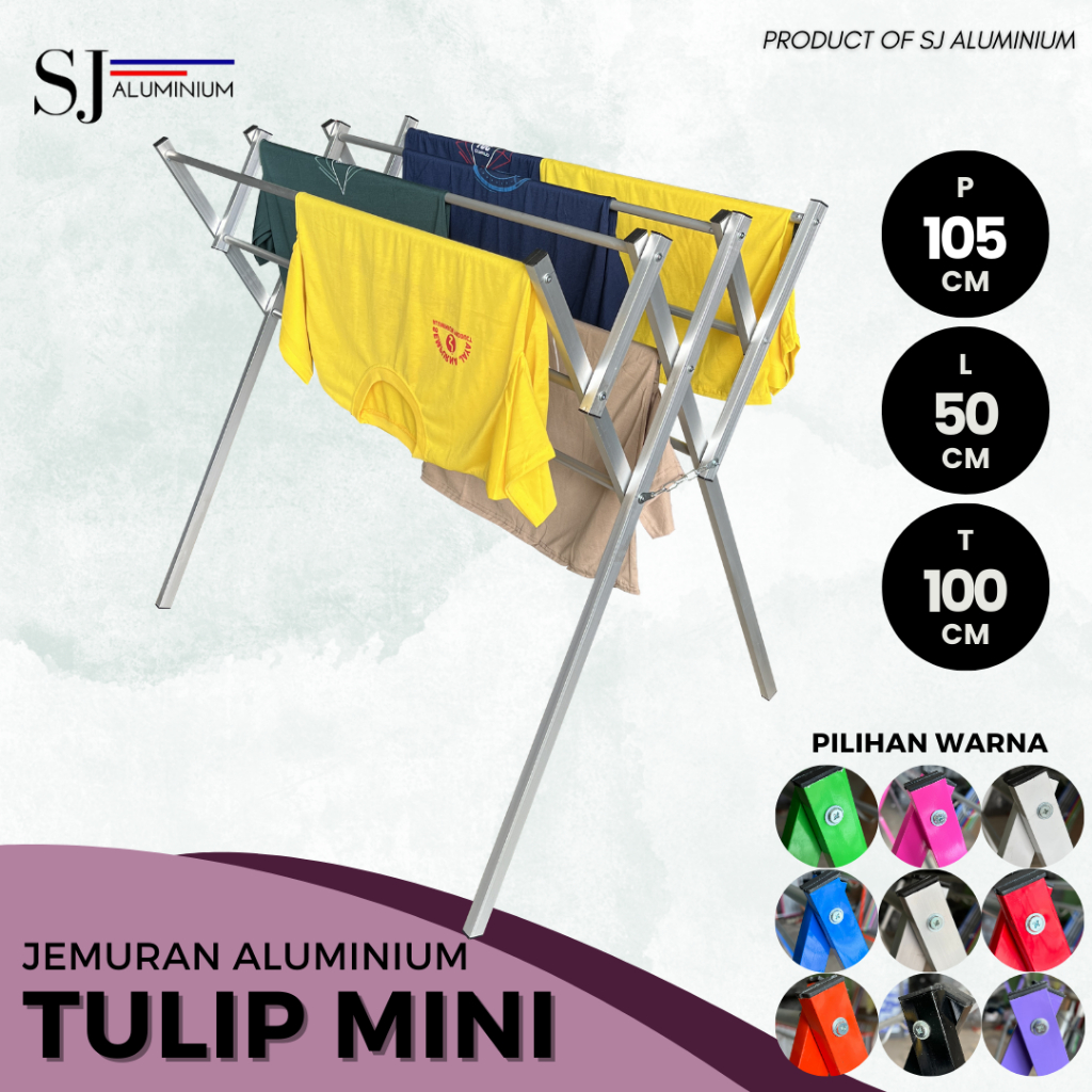 [TULIP MINI] Jemuran Baju & Pakaian / Rak Handuk Anak Bayi Lipat Aluminium Warna - 105 CM / 1,05 Met
