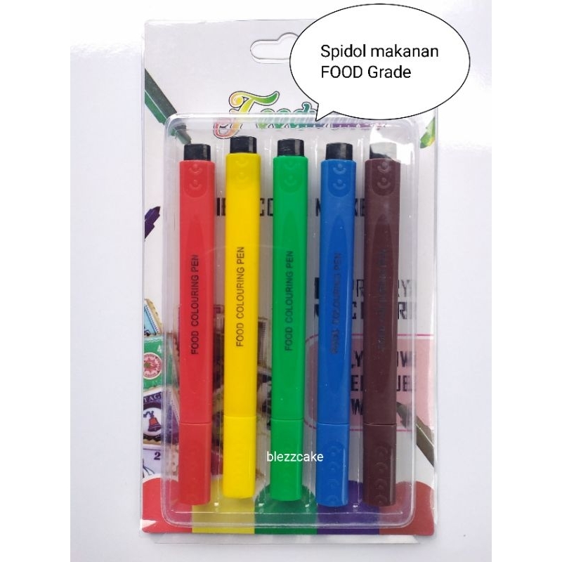 

Edible pen isi 5 warna dekorasi makanan aman food grade