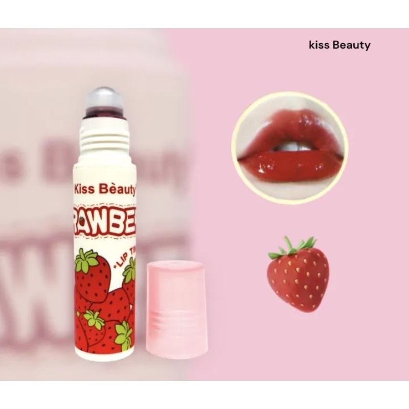 [Per Buah] Liptint Kiss Beauty Aloe Vera / Strawberry Roll On 70496-03A /03B