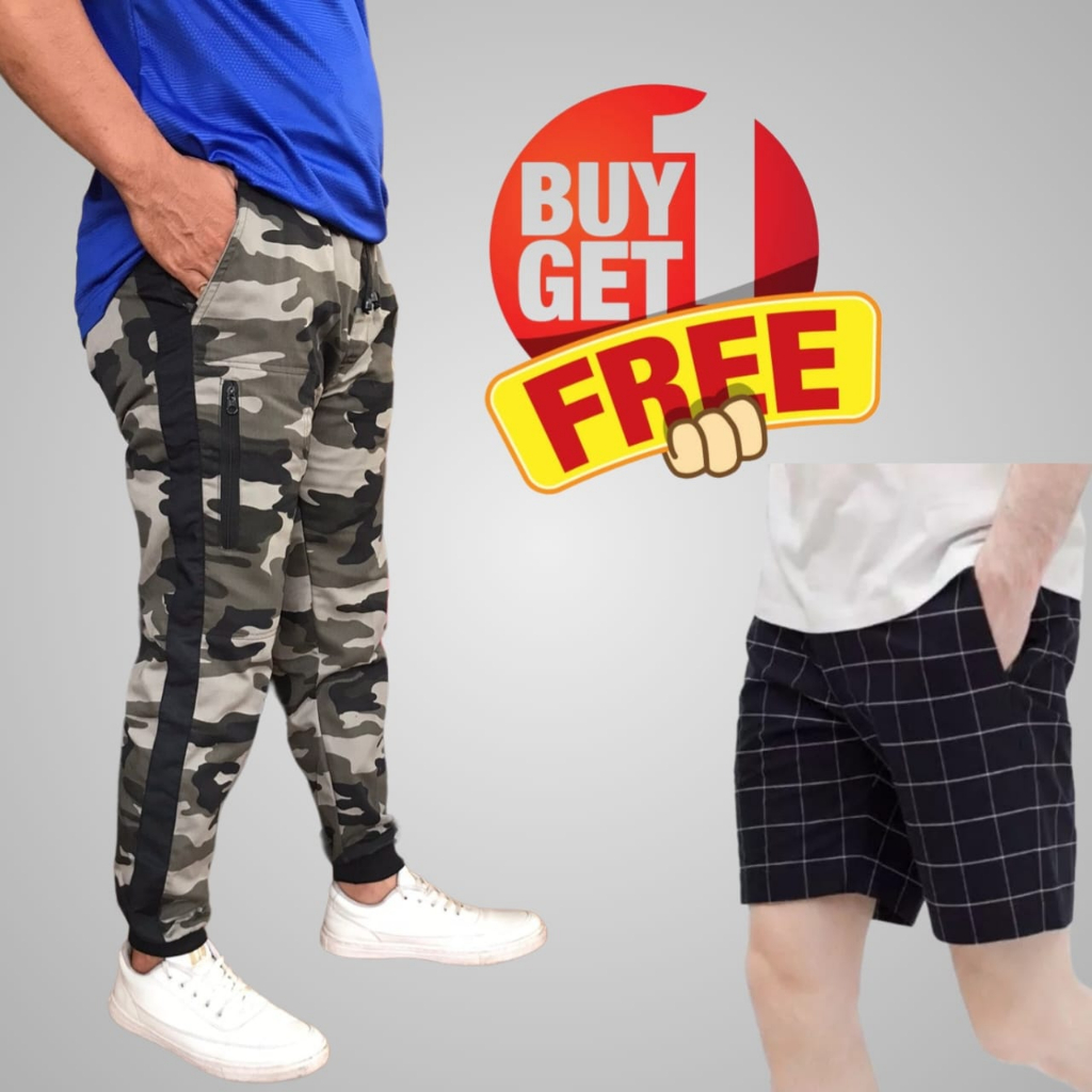 Paket Promo Celana joger army camo free celana pendek tartan