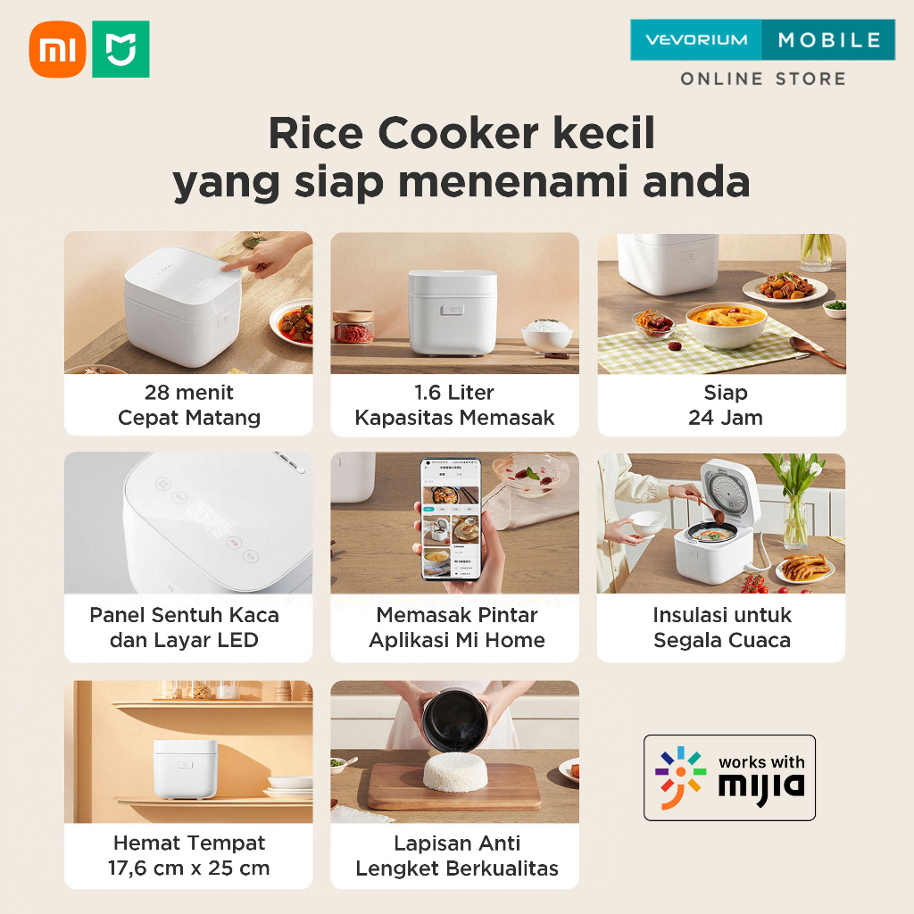 Xiaomi Mijia 1.5L Smart Rice Cooker 2 WIFI Mini Penanak Nasi Bubur Bayi MPASI