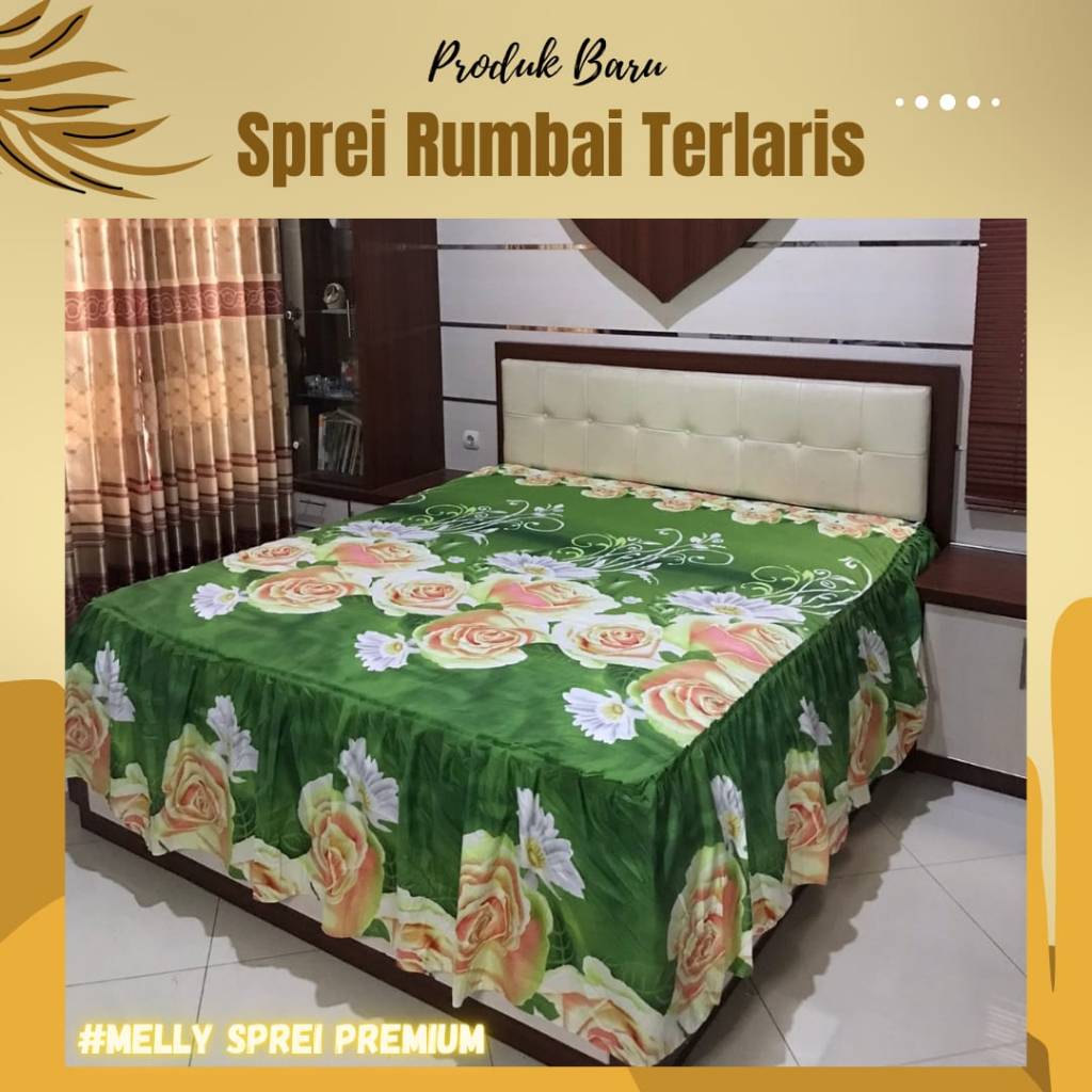 Spray Rempel Premium Motif Bunga Terbaru 2023 Termurah Sprei Pengantin Rumbai Mewah Set Lengkap Bantal Guling Ukuran King Size 180x200x30 No 1  Tinggi 30