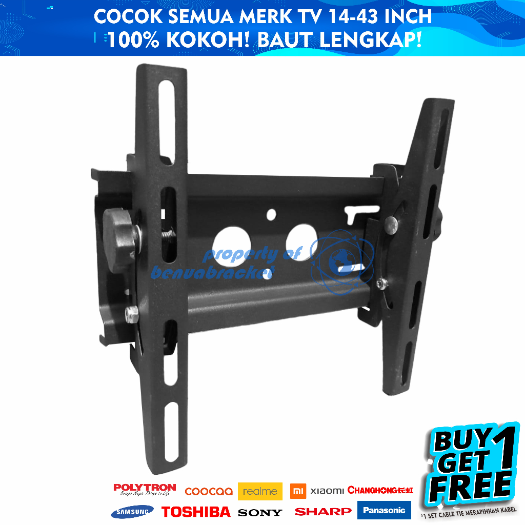 Bracket TV LED LCD 32 40 43 24 21 29 17 14 Inch Dijamin Cocok 14 - 43 In 2 Arah Universal Breket TV Briket TV Braket TV Gantungan TV Tembok Tempelan TV Dinding BB1 Ungu