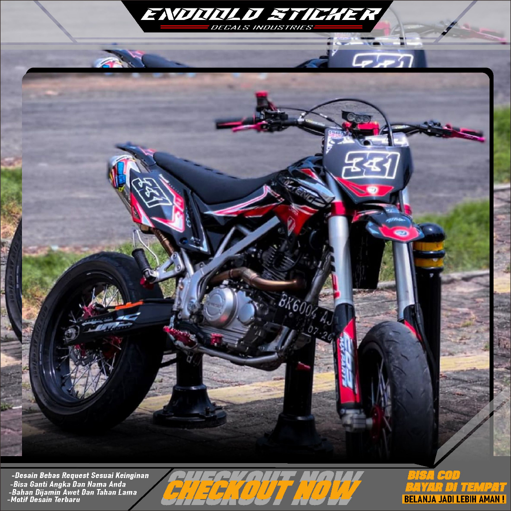 PRODUCT DECAL STIKER MOTOR KLX DTRAKER  SIMPLE KEREN BISA CUSTOM. variasi list dekal stiker motor kl