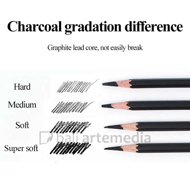 Maries Charcoal Pencil -  Super Soft / Soft / Medium(neutral)/Hard